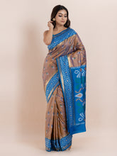 KAVVYA  CAMEL BROWN IKAT WEAVING SAREE